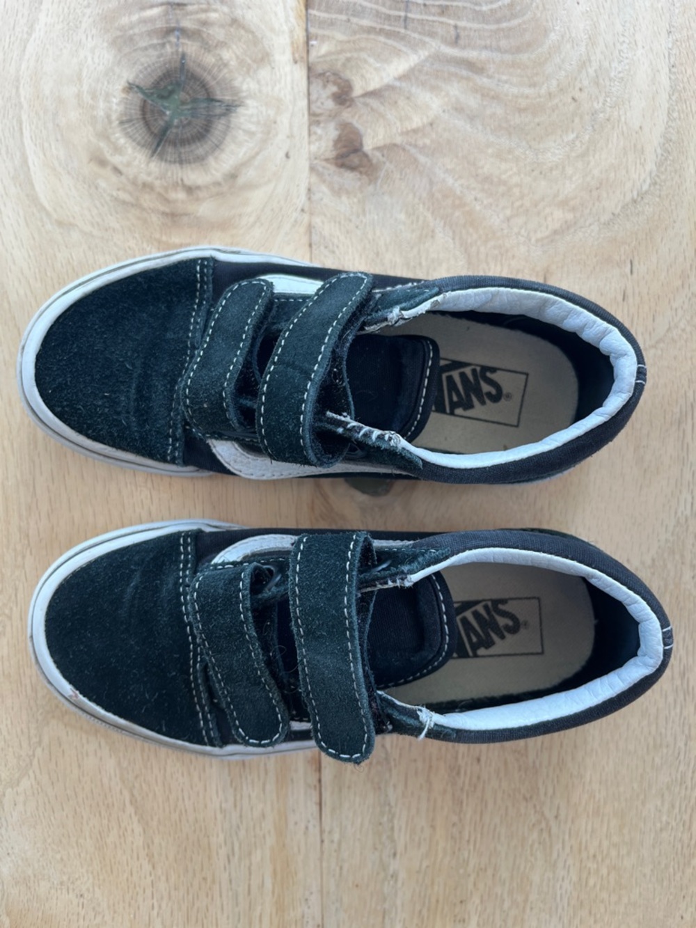Vans Kids Black and White Canvas and Suede Velcro Skate Sneakers - Picture 3 of 8